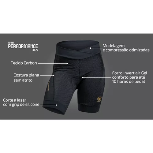 Bermuda de Ciclismo Free Force Performance Feminina Preta