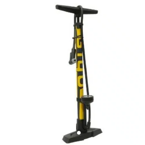 Bomba De Pé Para Bicicleta Gf-55 C/ Monometro Preto / Amarelo