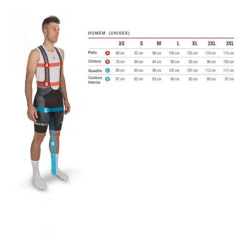 BRETELLE CASTELLI MASCULINO ENDURANCE 3 BLACK