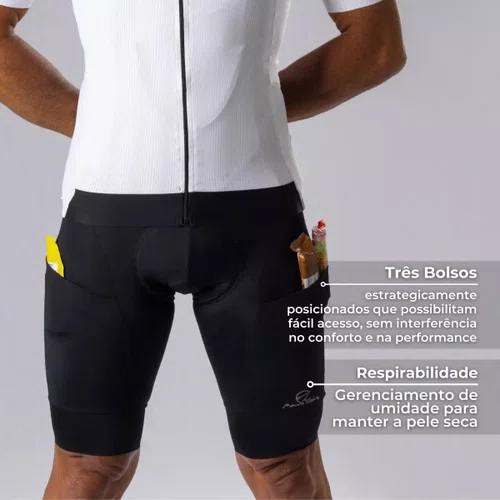 BRETELLE CICLISMO MAURO RIBEIRO MASCULINO POCKET PRETO
