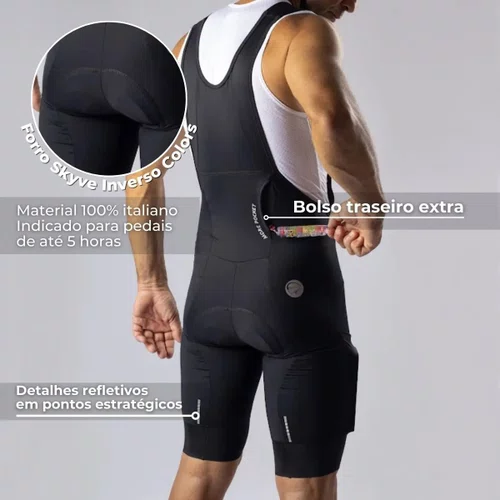 BRETELLE CICLISMO MAURO RIBEIRO MASCULINO POCKET PRETO