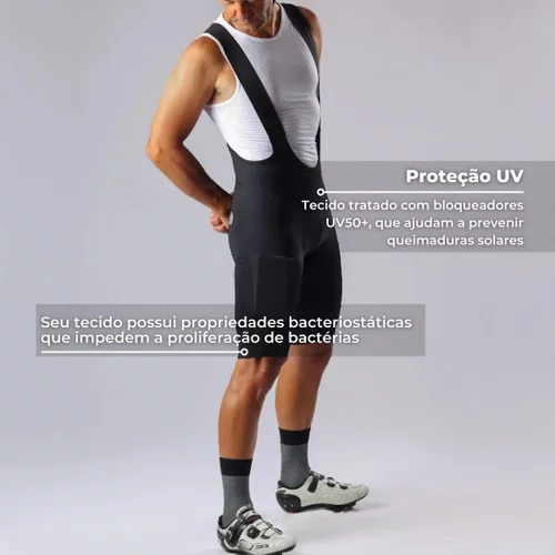 BRETELLE CICLISMO MAURO RIBEIRO MASCULINO POCKET PRETO