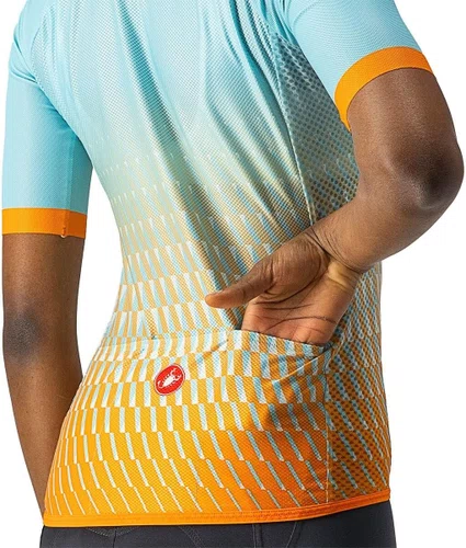 Camisa Ciclismo Castelli Feminino Climber's 2.0 Laranja/Azul