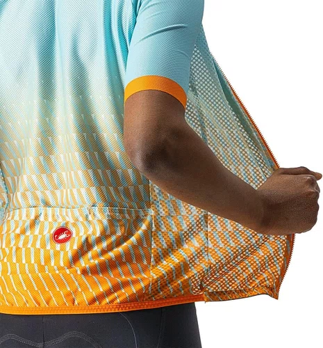 Camisa Ciclismo Castelli Feminino Climber's 2.0 Laranja/Azul