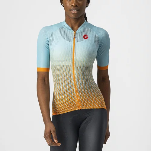 Camisa Ciclismo Castelli Feminino Climber's 2.0 Laranja/Azul