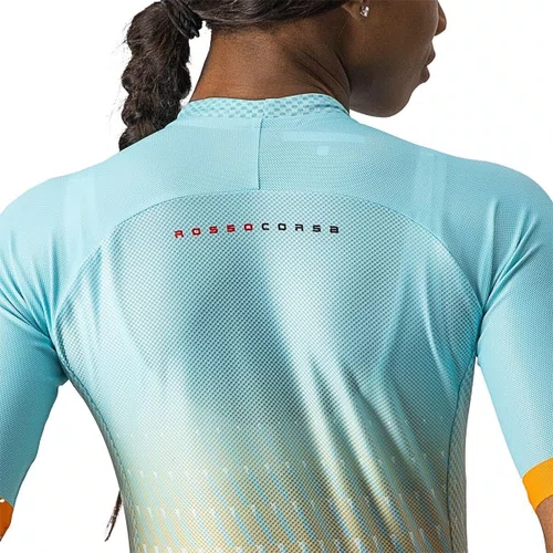 Camisa Ciclismo Castelli Feminino Climber's 2.0 Laranja/Azul