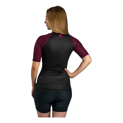 Camisa Ciclismo Free Force Feminina Basic Spinel Preto/Rosa