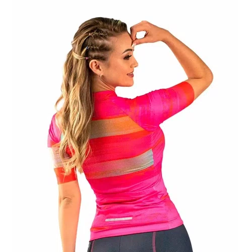 Camisa Ciclismo Free Force Feminina Basic Spring Rosa/Salmao