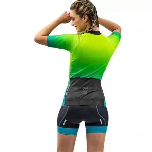 Camisa Ciclismo Free Force Feminina Start All Fit Green-Blue