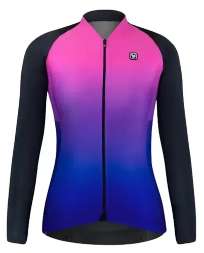 Camisa Ciclismo Free Force Feminina Start Gradient Pink Purple Peluciada