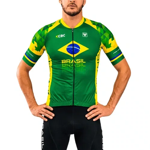 Camisa Ciclismo Free Force Masculina Aero Brasil Collection Cbc Verde