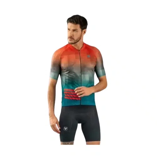 Camisa Ciclismo Free Force Masculina Basic Ignite Laranja/Azul