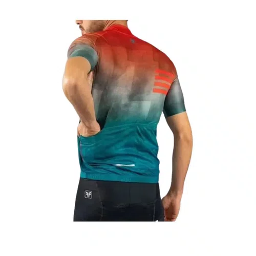 Camisa Ciclismo Free Force Masculina Basic Ignite Laranja/Azul