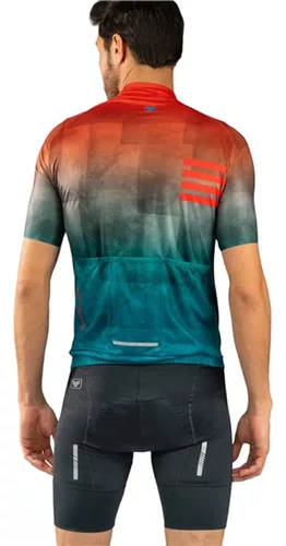 Camisa Ciclismo Free Force Masculina Basic Laranja/Azul