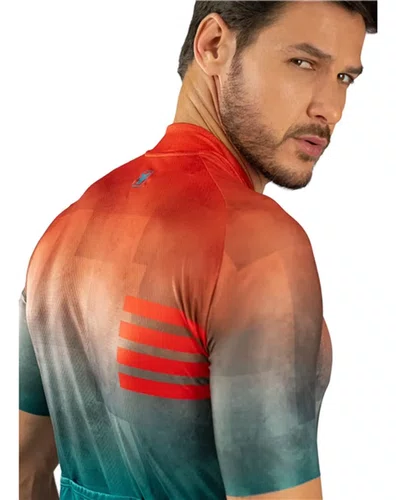 Camisa Ciclismo Free Force Masculina Basic Laranja/Azul