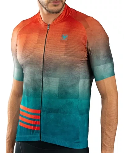 Camisa Ciclismo Free Force Masculina Basic Laranja/Azul