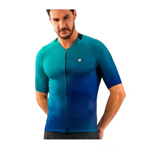 Camisa Ciclismo Free Force Masculina Start All Fit Blue Gradient Azul