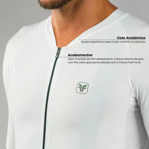 Camisa Ciclismo Free Force Masculina Training Branco