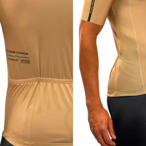 Camisa Ciclismo Free Force Masculina Training Sand Marrom Bege