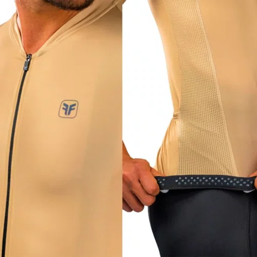 Camisa Ciclismo Free Force Masculina Training Sand Marrom Bege