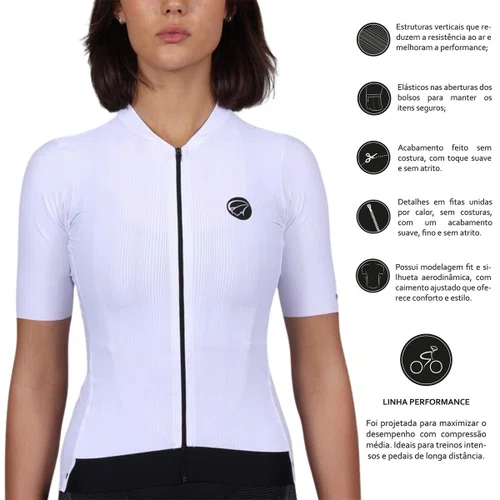 Camisa de Ciclismo Mauro Ribeiro Fiber 2.0 Feminina Branca