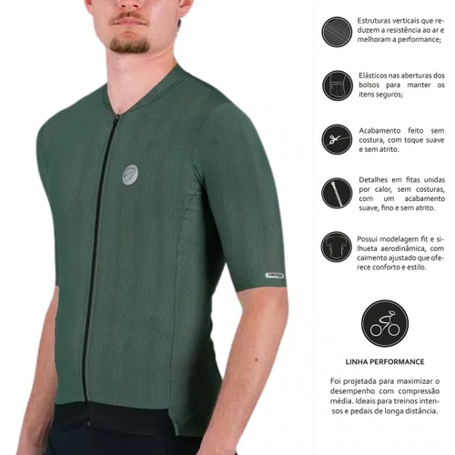 Camisa de Ciclismo Mauro Ribeiro Fiber 2.0 Masculino Verde