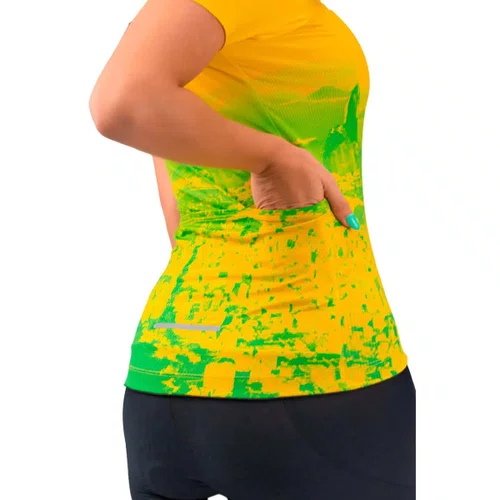 Camisa Free Force Ciclismo Feminina Start Rio Amarela