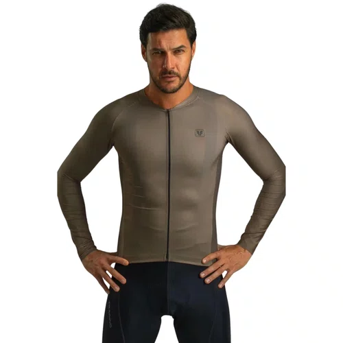 Camisa Free Force Masculina Training Manga Longa Marrom