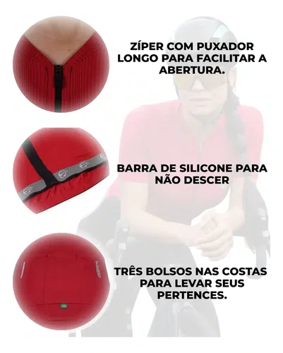 Camisa de Ciclismo Mauro Ribeiro Fiber 2.0 Feminina Vermelho
