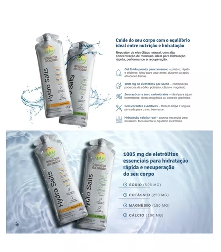 Repositor de Eletrólitos Hydro Salts Sachê 60g Sabor Limão Alquimia da Saúde