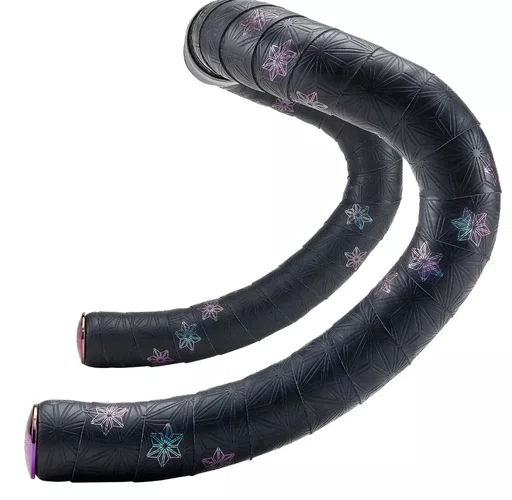 Fita De Guidão Supacaz Preta Estrela Oil Slick Plugs Oil Slick