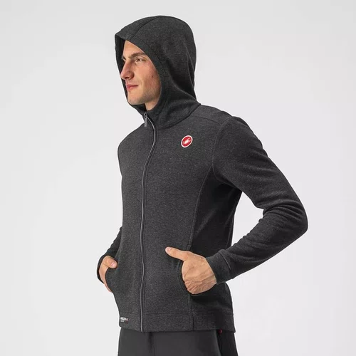 JAQUETA CASTELLI MILANO FULL ZIP FLEECE MELANGE LIGHT BLACK