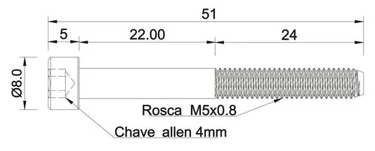 KIT 2 PARAFUSO TITANIO M5X51X0,8  P/CANOTE SELIM DOURADO