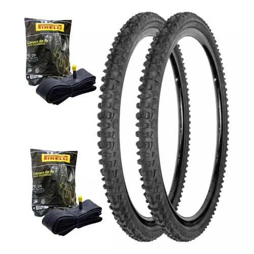 KIT 2 Pneus Aro 26x1.95 K816 Kenda + 2 Camaras Ar Pirelli