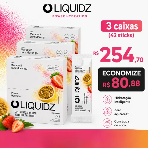 42 Sachês LIQUIDZ Eletrólitos Maracuja com Morango