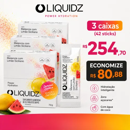 42 Sachês LIQUIDZ Eletrólitos Melancia Com Limao Siciliano
