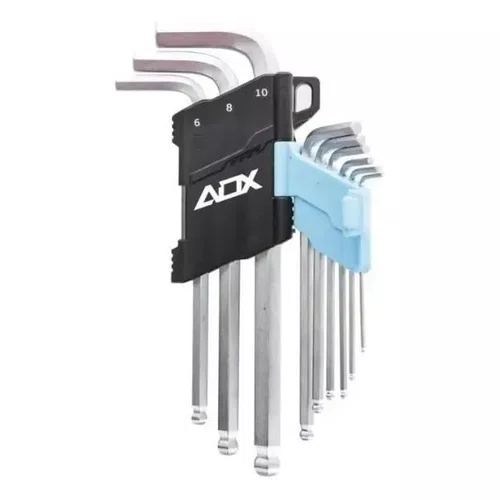 Kit 9 Ferramentas Chave Allen Adx - 9 Peças 1,5 A 10mm Cromo