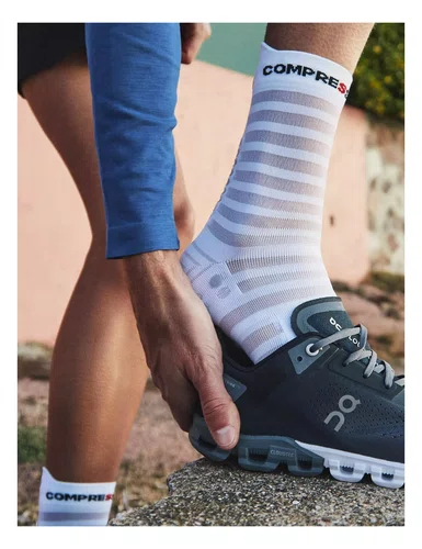 Meia de Compressao P/Corrida V4 UltraLight Cano Medio Branco