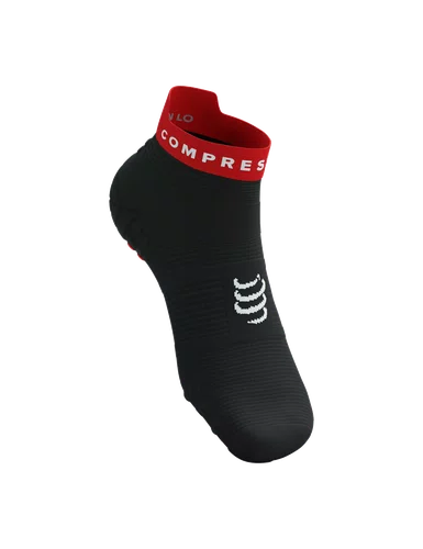 Meia de Compressao Para Corrida Cano Curto V4 Preto/Vermelho