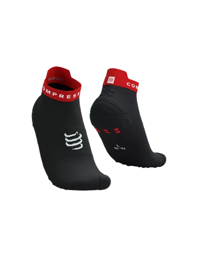Meia de Compressao Para Corrida Cano Curto V4 Preto/Vermelho