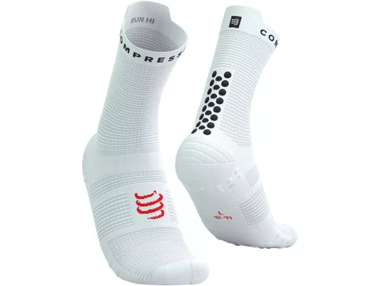 Meia de Compressao Para Corrida Cano Médio V4 Branco/Preto
