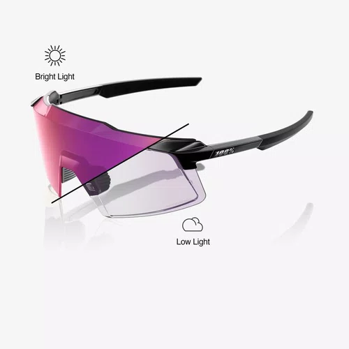 OCULOS 100% AEROCRAFT GLOSS BLACK PURPLE MIRROR PHOTOCHROMIC LENS