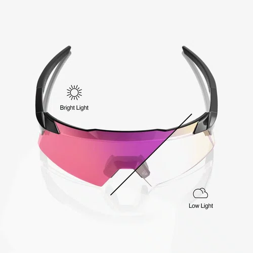OCULOS 100% AEROCRAFT GLOSS BLACK PURPLE MIRROR PHOTOCHROMIC LENS
