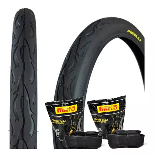 Par Pneu Bike Pirelli Flame Aro 26x2.125 Balão + 2 Camara Ar