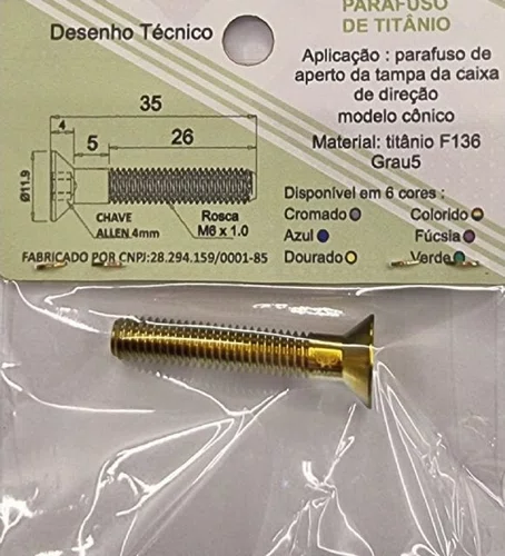 Parafuso Titânio p/ Tampa da Direção - Dourado