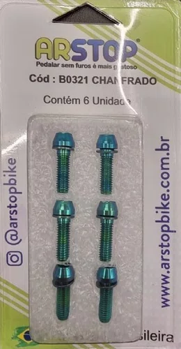 Parafusos Titânio p/Fixar Mesa/Guidão CHANFRADO Verde 6 un.