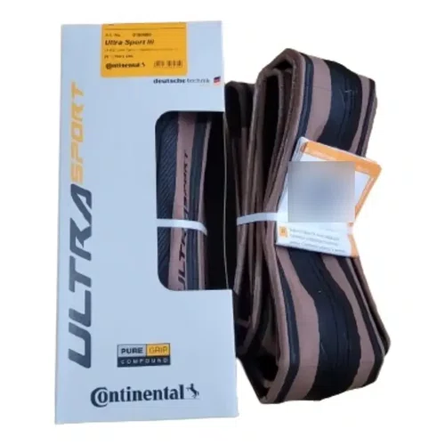 Pneu Continental Ultra Sport III 700x28 Preto C/ Marrom Kevlar