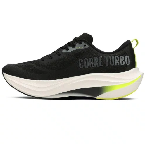 TENIS OLYMPIKUS CORRE TURBO PRETO/LIMAO
