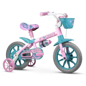 BICICLETA ARO 12 CHARM ROSA / AZUL C/ CESTINHA
