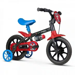 BICICLETA ARO 12 INFANTIL MECHANIC PU PRETO/VERMELHO/AZUL